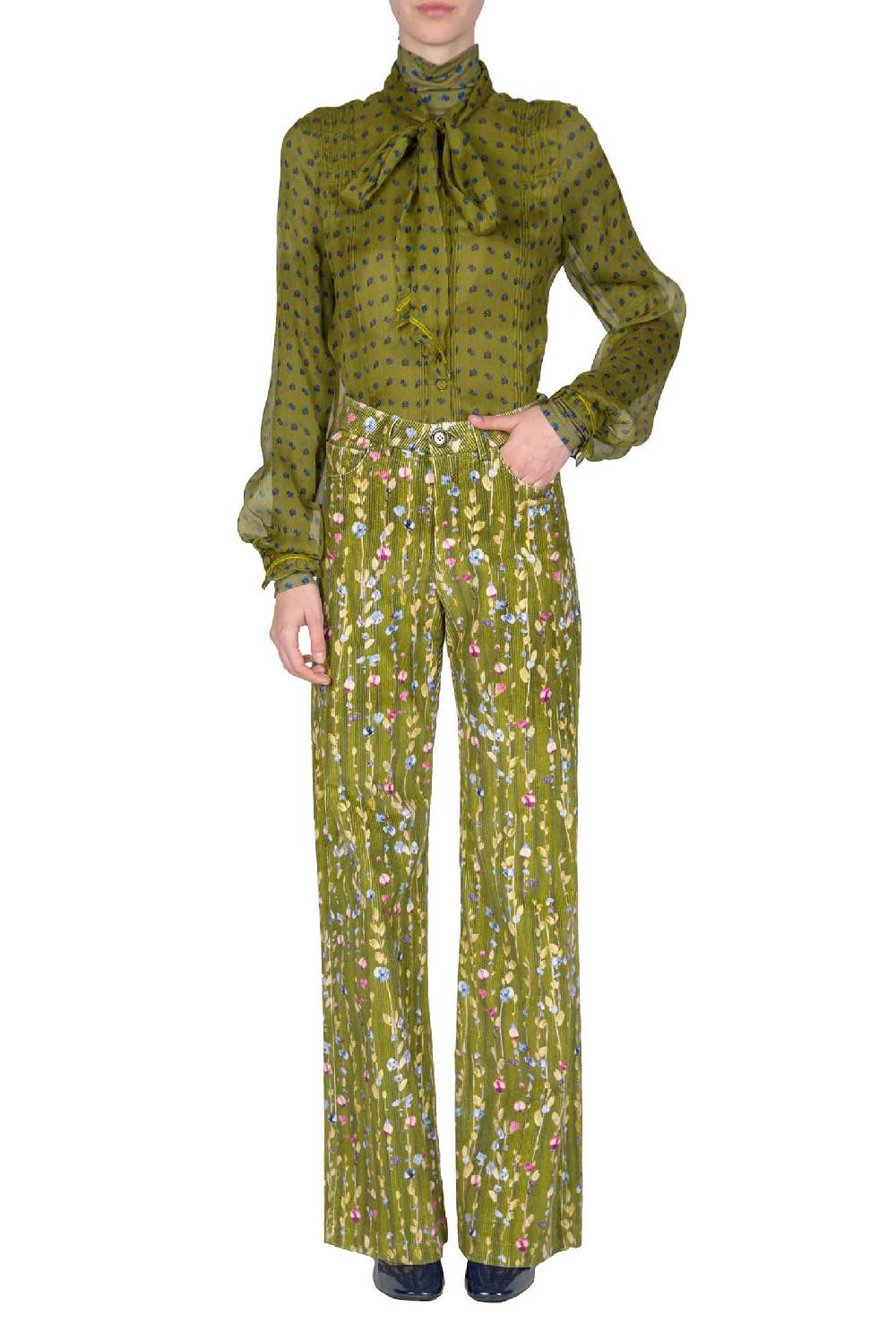 Luisa Beccaria Camicia In Creponne Di Chiffon Vintage Buds Con Dettaglio Fiocco