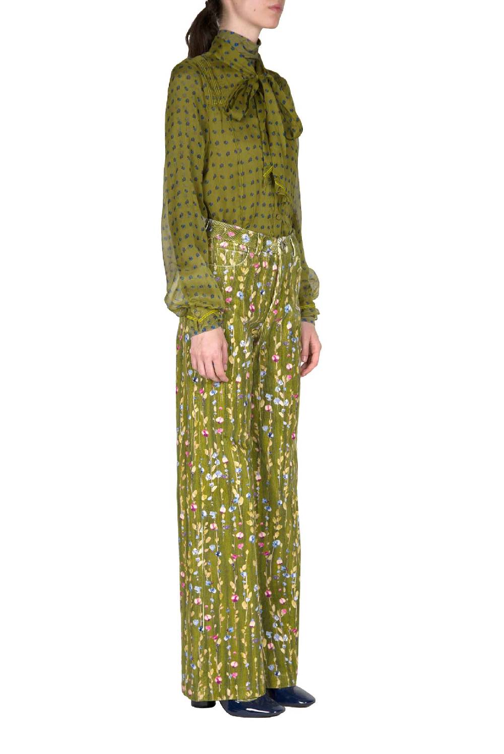 Luisa Beccaria Camicia In Creponne Di Chiffon Vintage Buds Con Dettaglio Fiocco