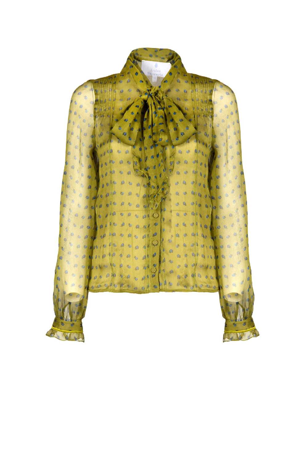 Luisa Beccaria Camicia in creponne di chiffon vintage Buds con dettaglio fiocco