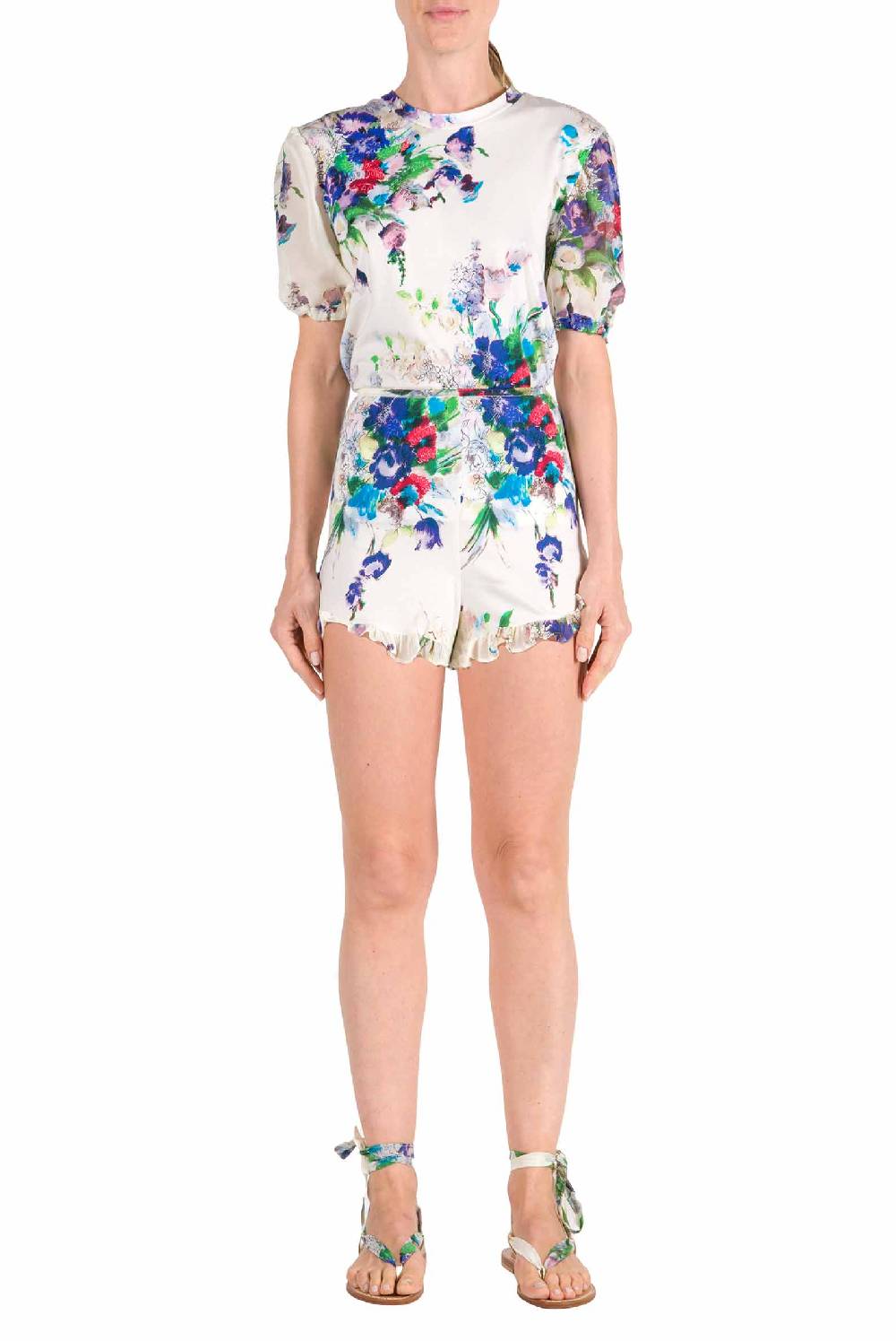 Luisa Beccaria Camicia In Jersey Con Stampa Floreale