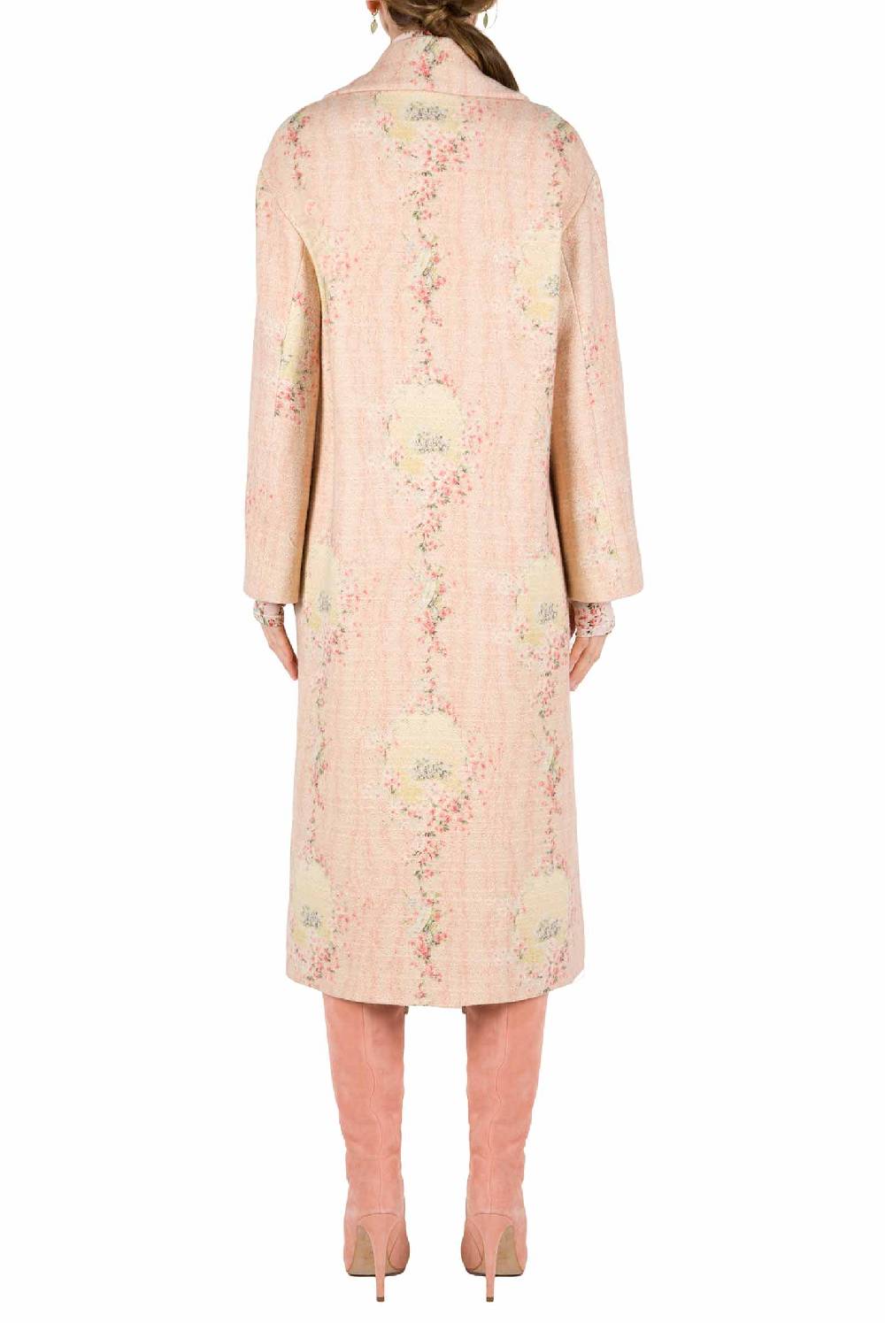 Luisa Beccaria Cappotto Cerchio Di Rose In Lana Con Fodera Abbinata