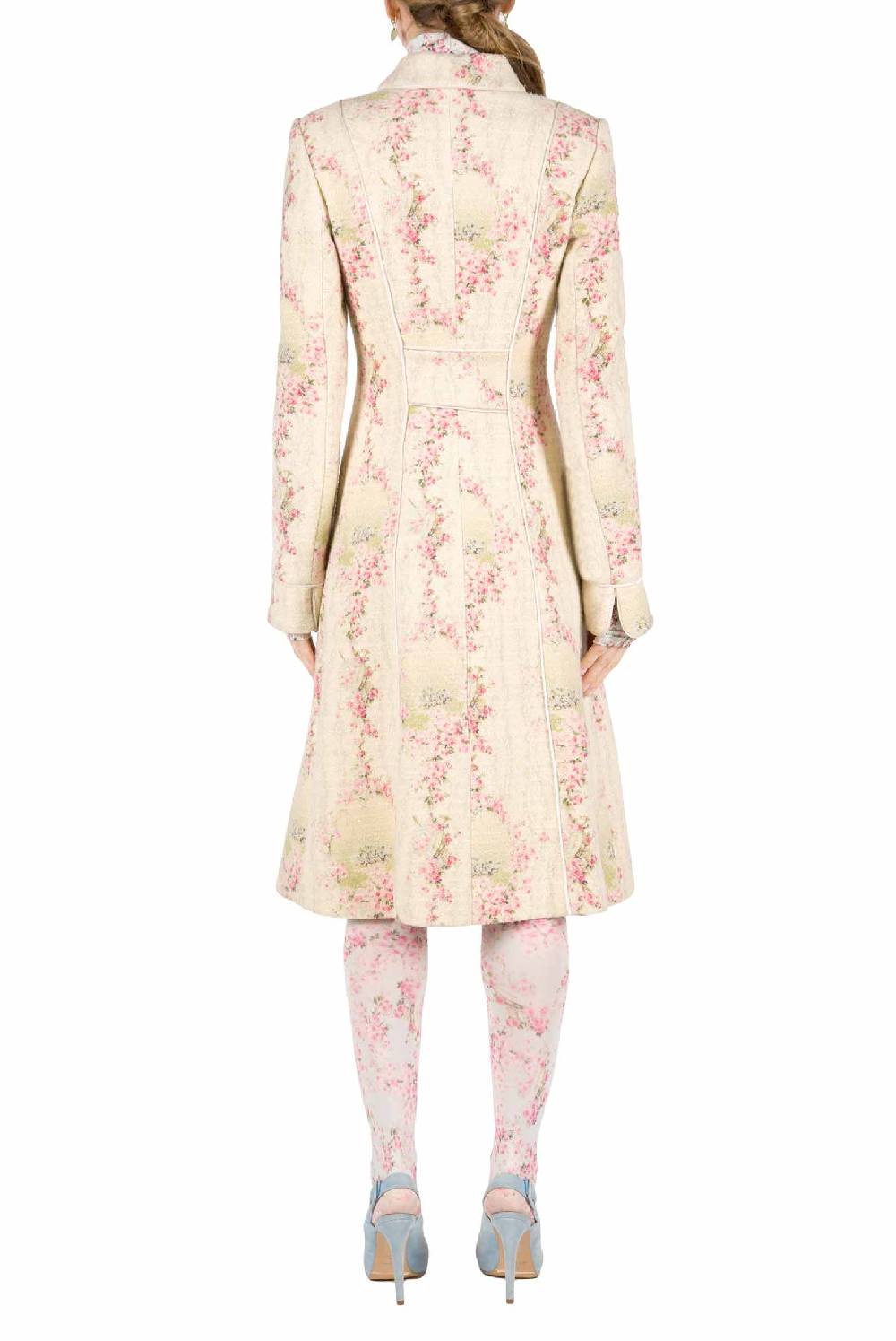 Luisa Beccaria Cappotto Cerchio Di Rose In Lana Con Lurex