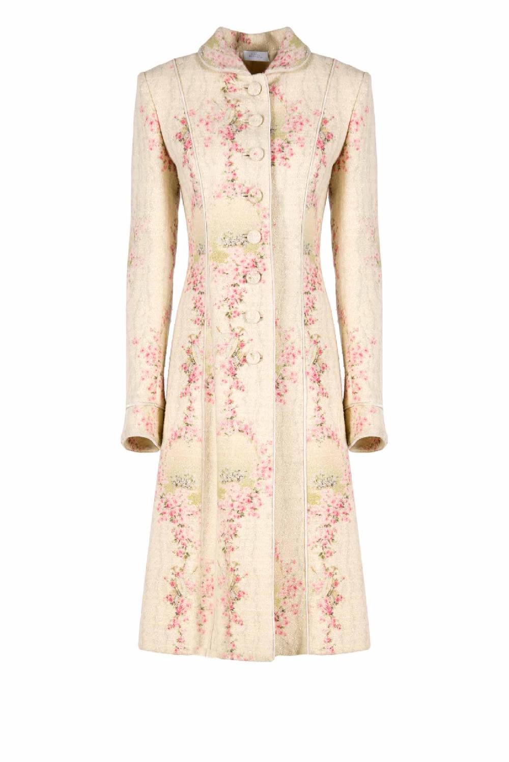 Luisa Beccaria Cappotto Cerchio Di Rose In Lana Con Lurex