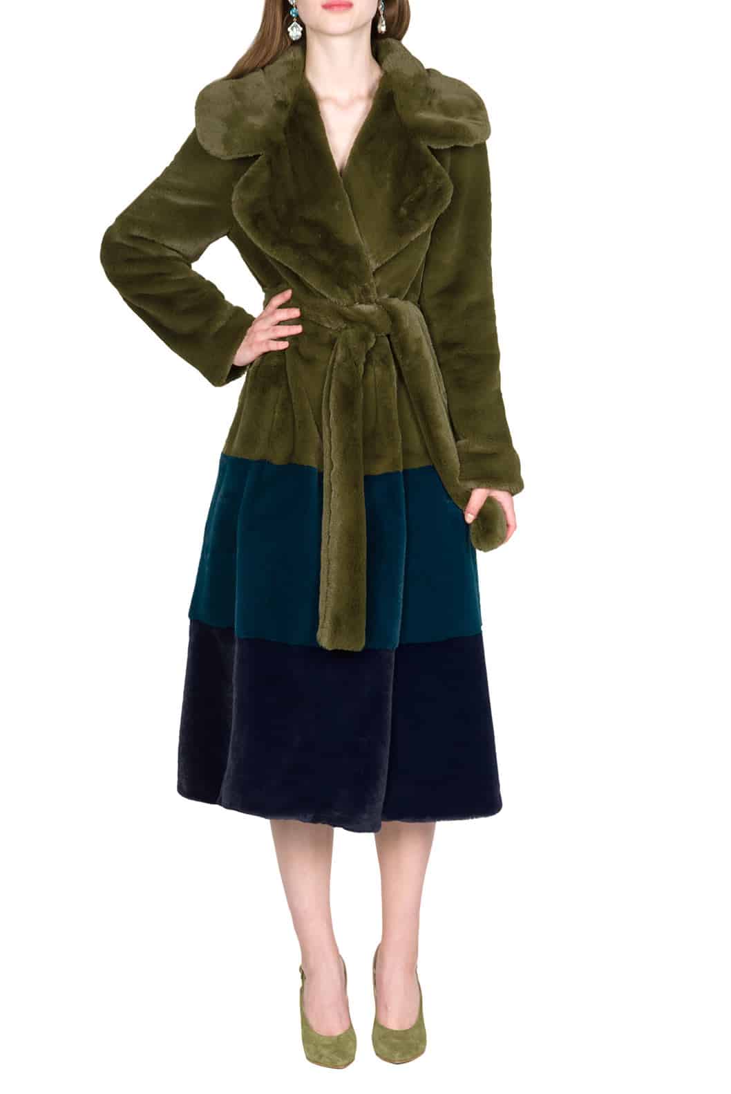 Luisa Beccaria Cappotto In Pelliccia Sintetica Colorblock