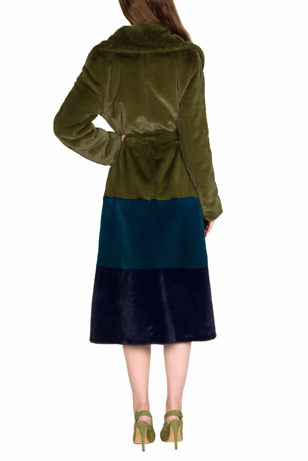 Luisa Beccaria Cappotto In Pelliccia Sintetica Colorblock