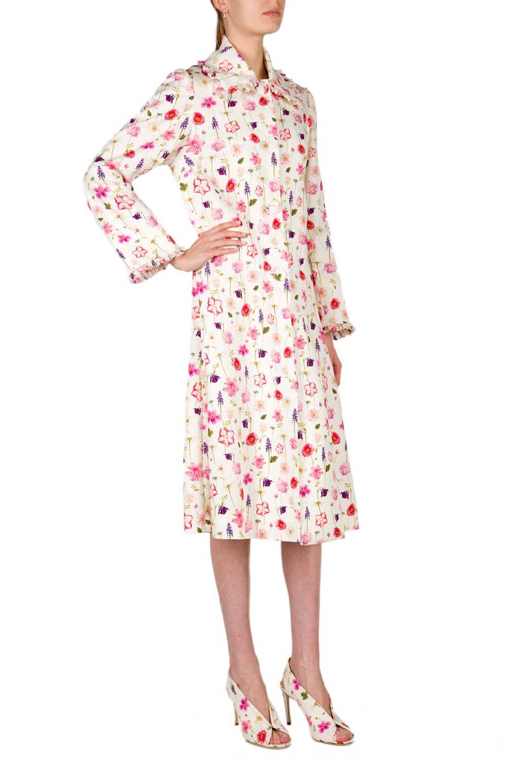 Luisa Beccaria Cappotto In Piquet Di Cotone Stampato Floreale