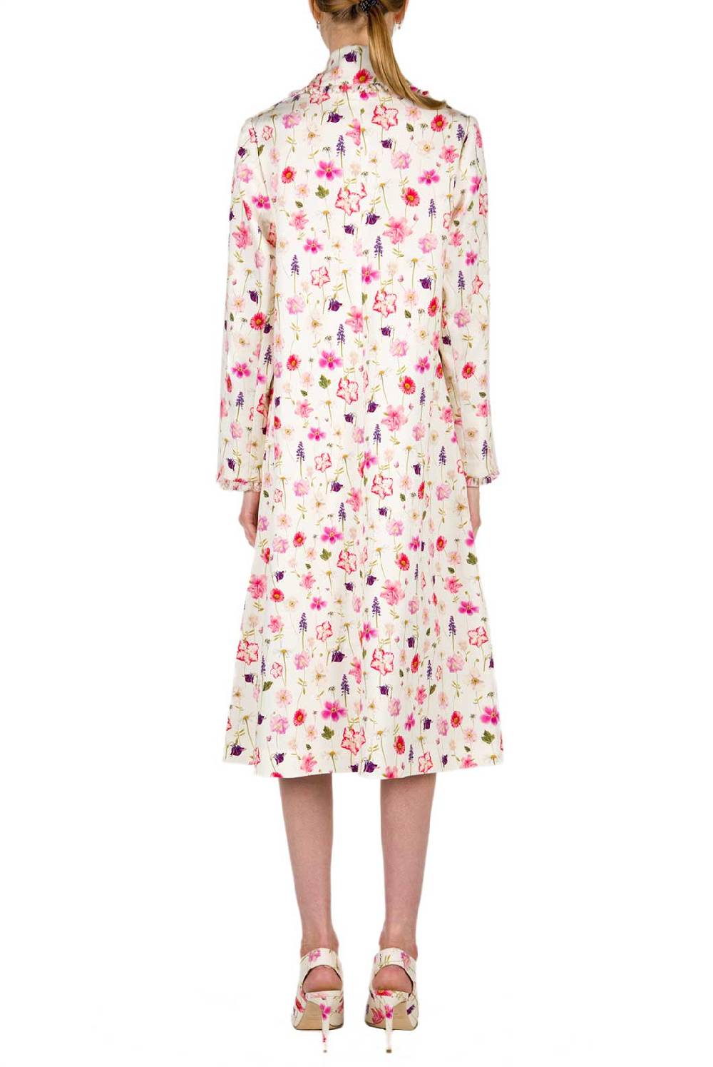 Luisa Beccaria Cappotto In Piquet Di Cotone Stampato Floreale