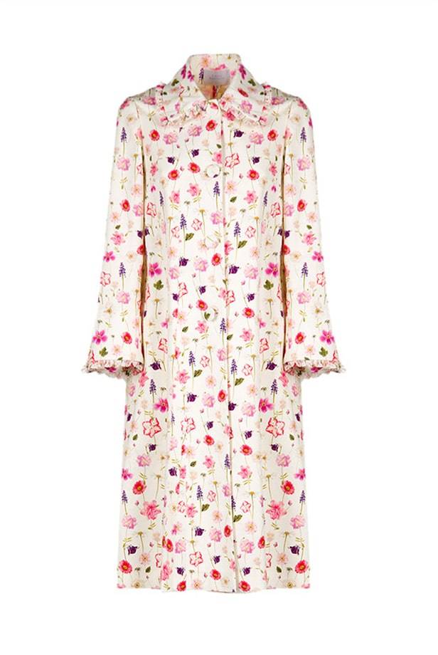 Luisa Beccaria Cappotto in piquet di cotone stampato floreale