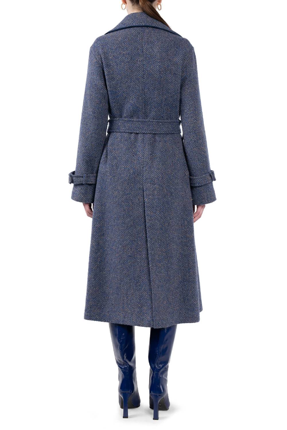 Luisa Beccaria Cappotto Lungo In Tweed A Spina Di Pesce