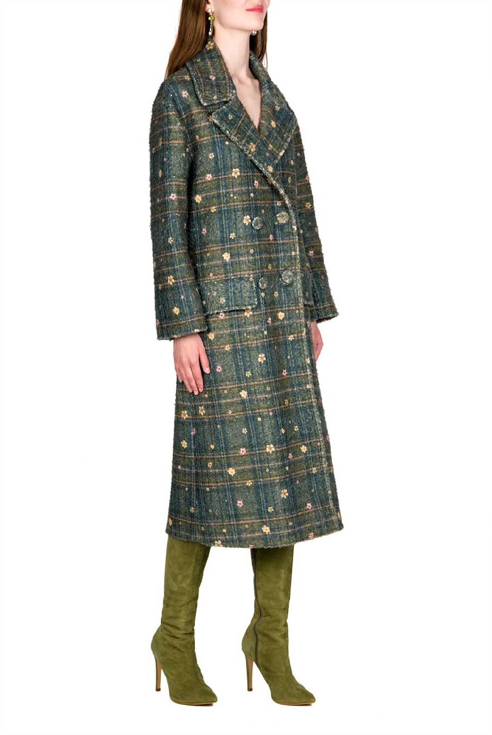 Luisa Beccaria Cappotto Scozzese Doppiopetto Stampato