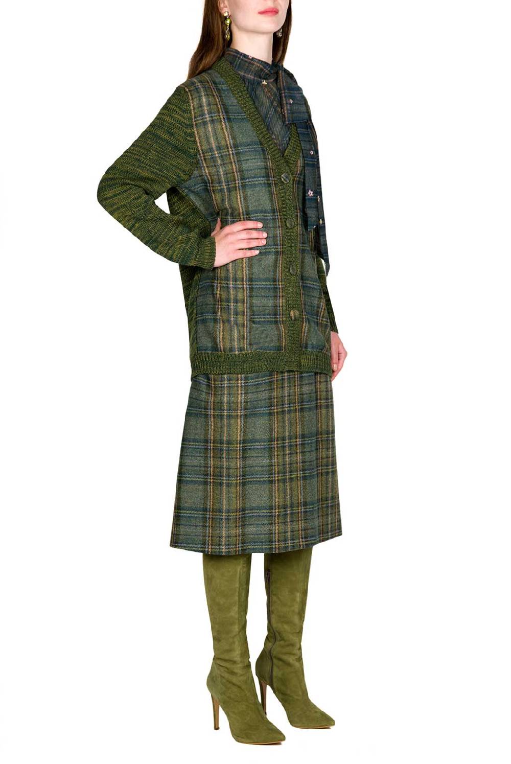 Luisa Beccaria Cardigan Erica Con Pannelli A Quadri