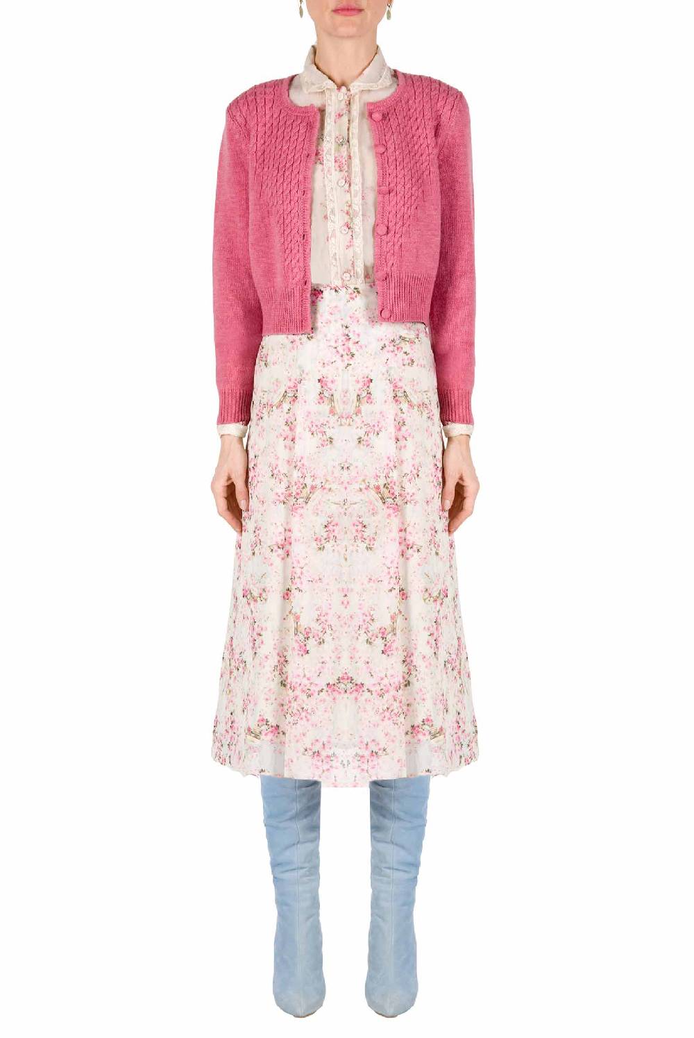 Luisa Beccaria Cardigan In Maglia A Trecce Con Bottoni