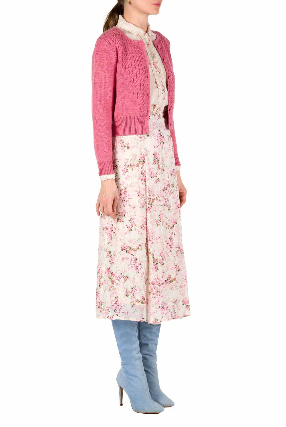 Luisa Beccaria Cardigan In Maglia A Trecce Con Bottoni