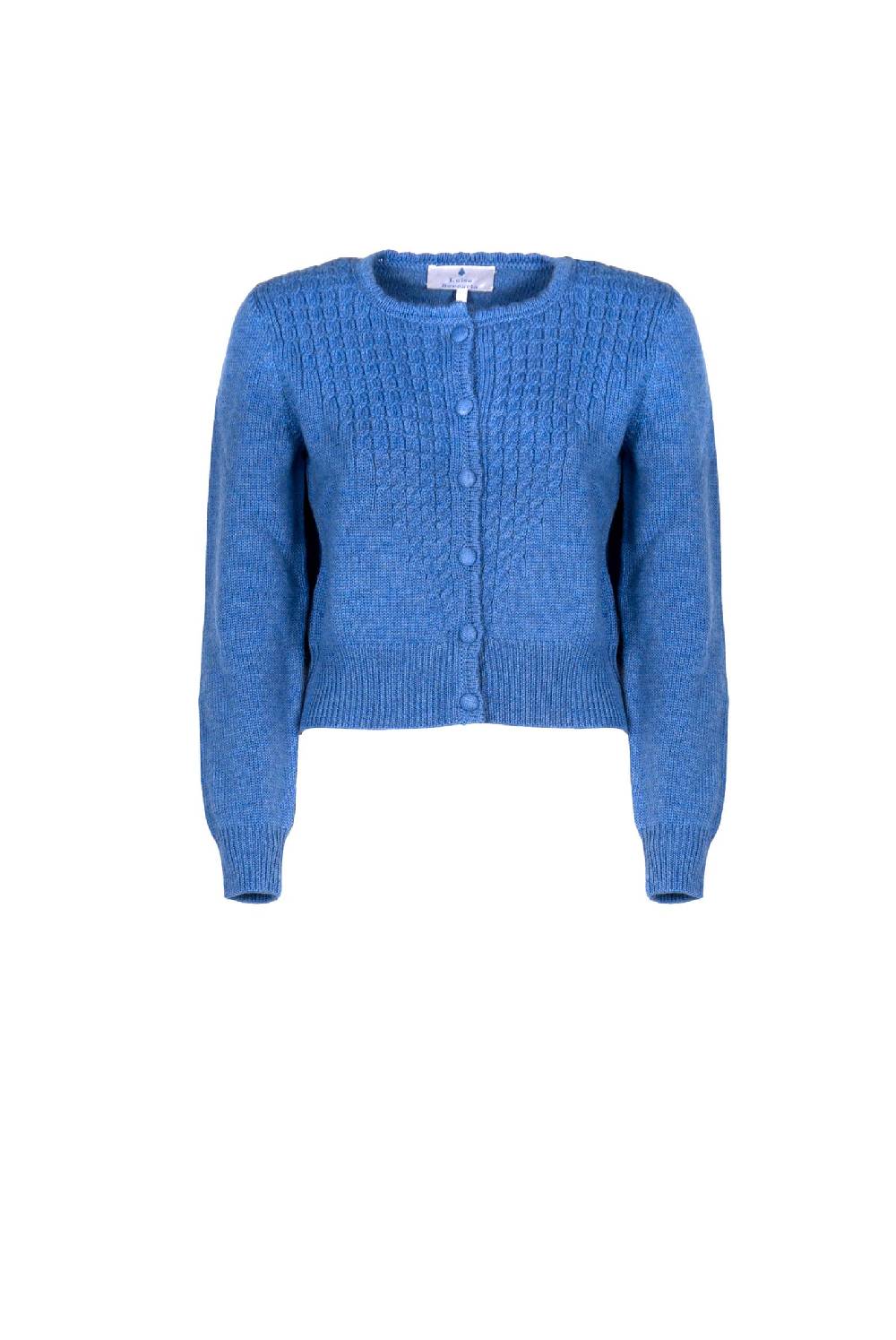 Luisa Beccaria Cardigan In Maglia A Trecce Con Bottoni Bluette