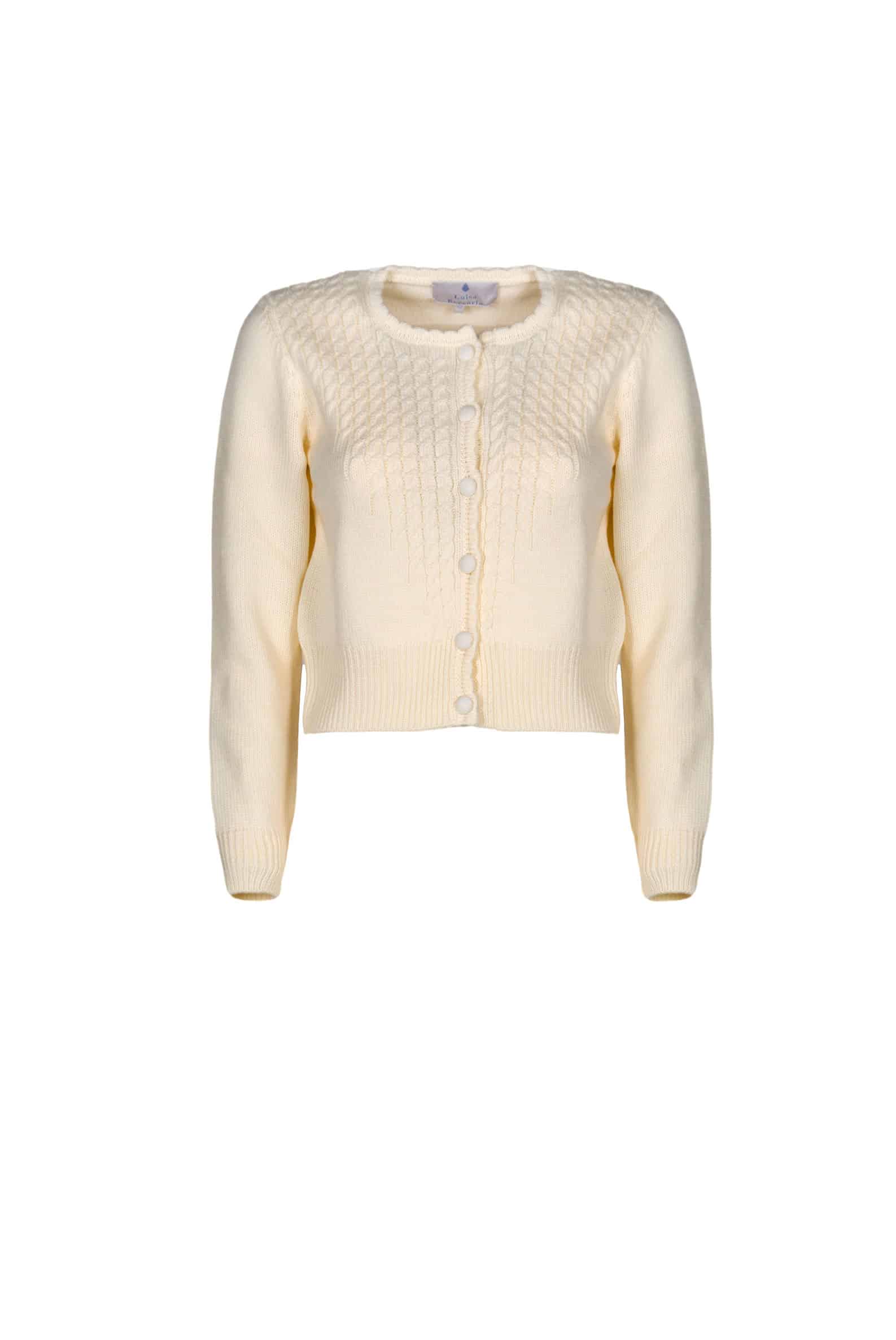 Luisa Beccaria Cardigan In Maglia A Trecce Con Bottoni Crema