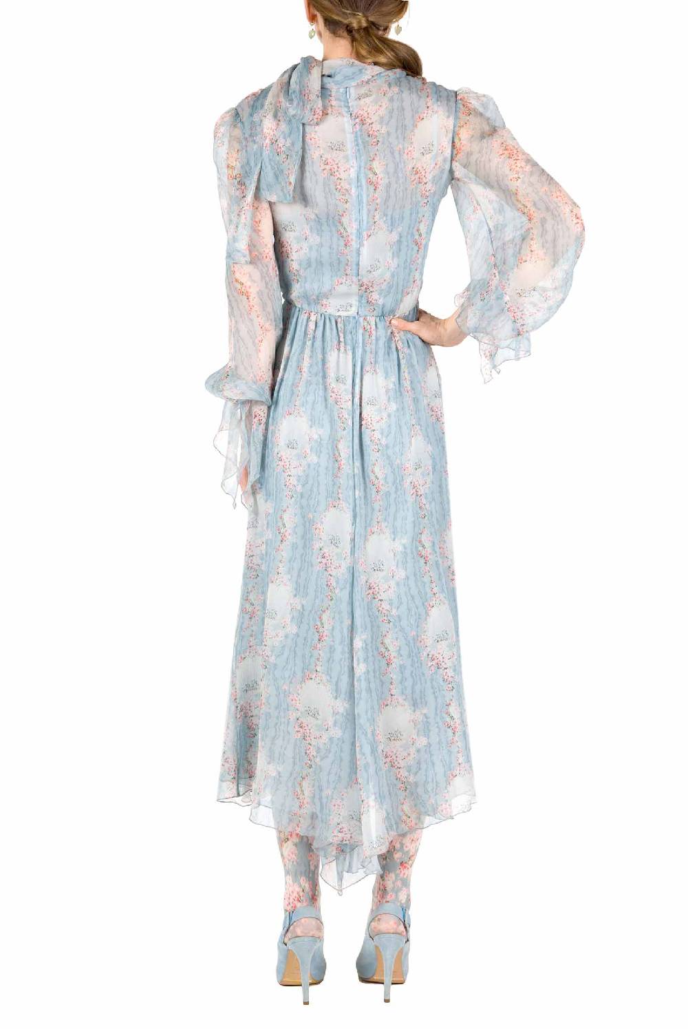 Luisa Beccaria Cerchio Di Rose Abito In Chiffon Con Fascia