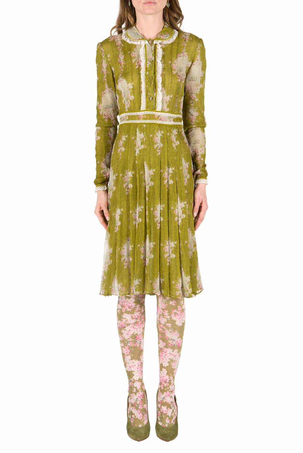 Luisa Beccaria Cerchio Di Rose Abito In Chiffon Girocollo