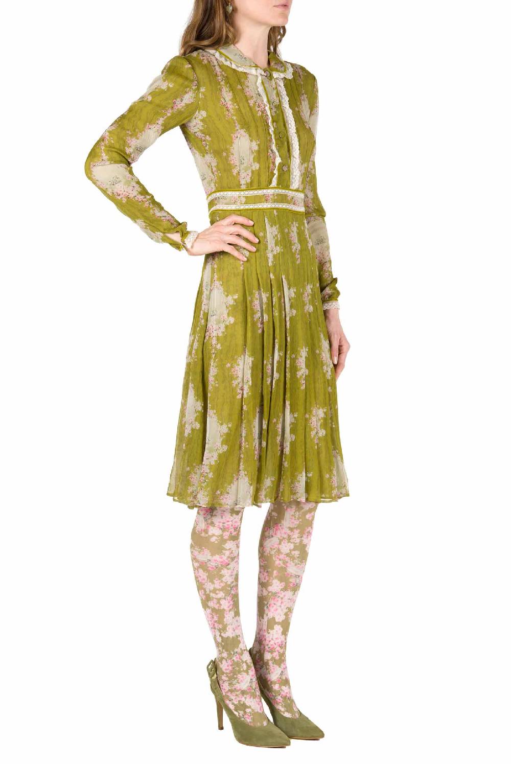 Luisa Beccaria Cerchio Di Rose Abito In Chiffon Girocollo