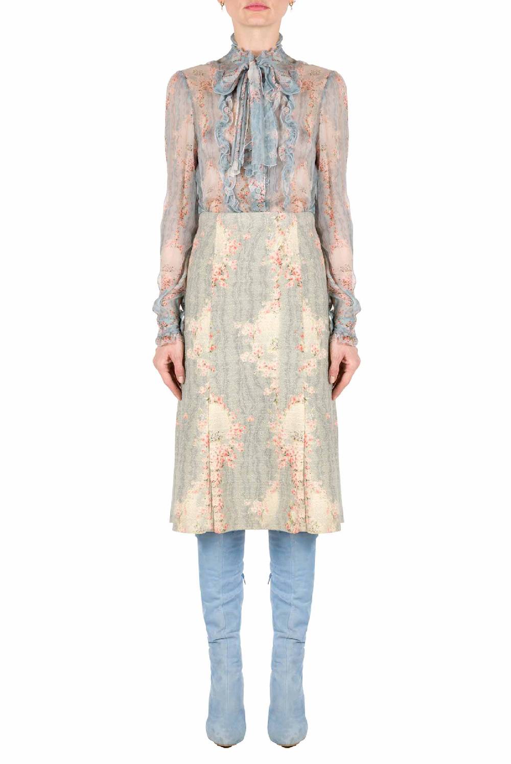 Luisa Beccaria Cerchio Di Rose Camicia In Chiffon Crepon