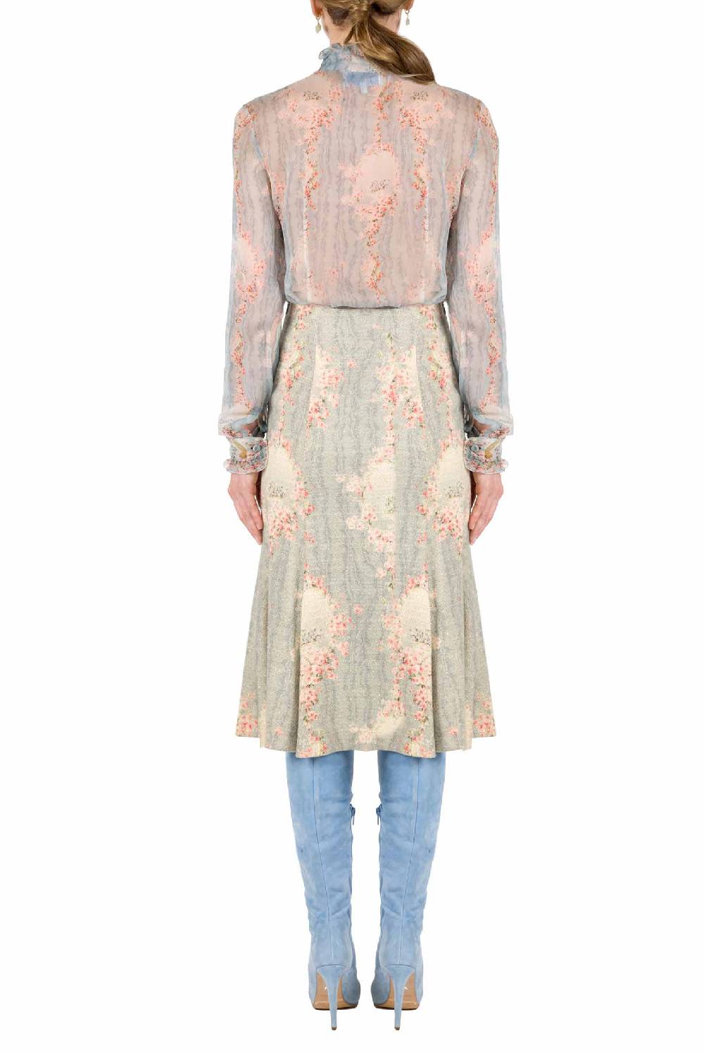 Luisa Beccaria Cerchio Di Rose Camicia In Chiffon Crepon