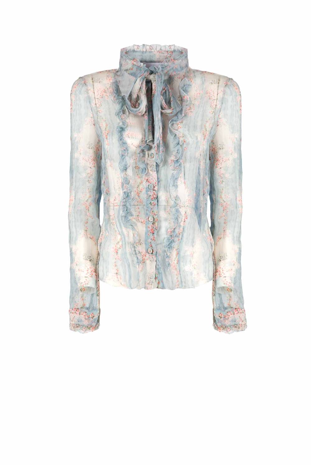 Luisa Beccaria Cerchio Di Rose Camicia In Chiffon Crepon