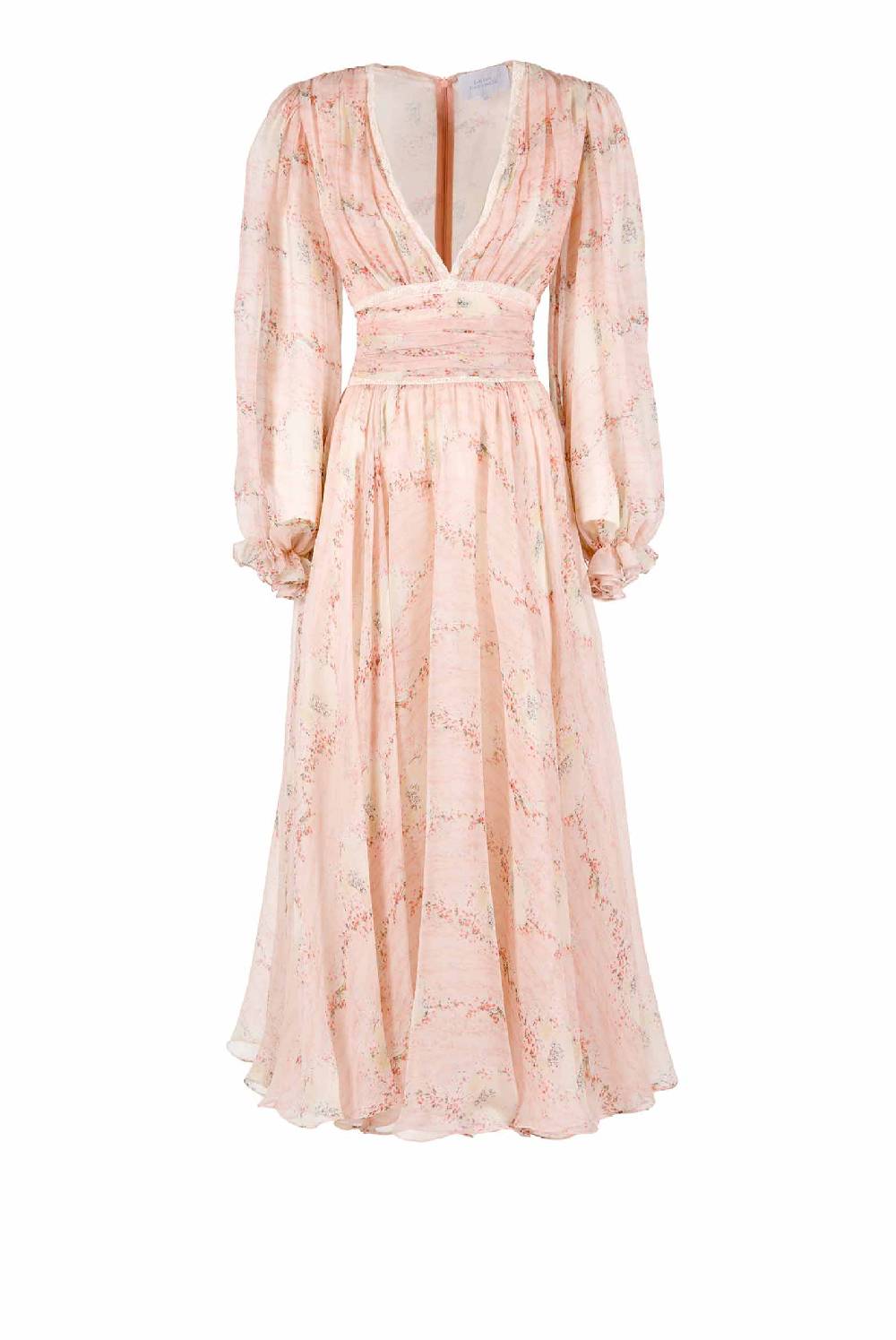 Luisa Beccaria Cerchio In Chiffon Di Pizzo Di Rose Stampato Abito