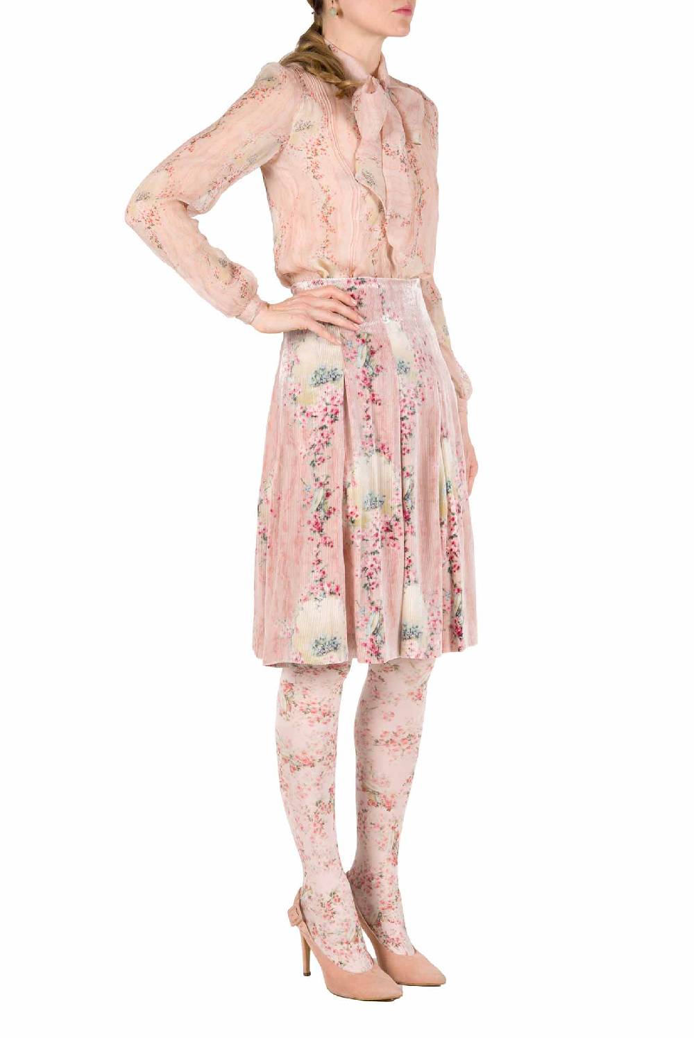 Luisa Beccaria Cerchio In Chiffon Di Rose Camicia Con Fiocco