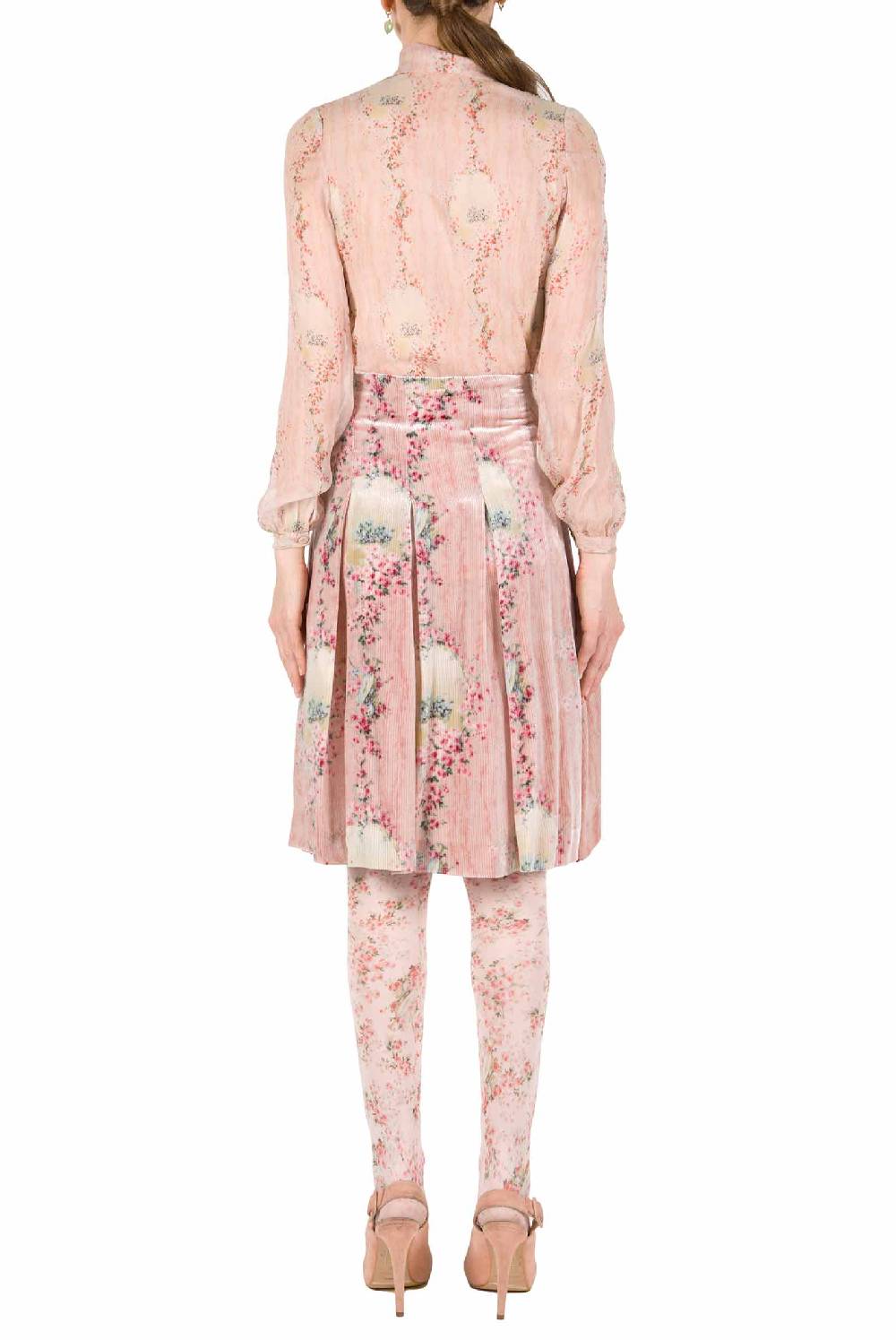 Luisa Beccaria Cerchio In Chiffon Di Rose Camicia Con Fiocco