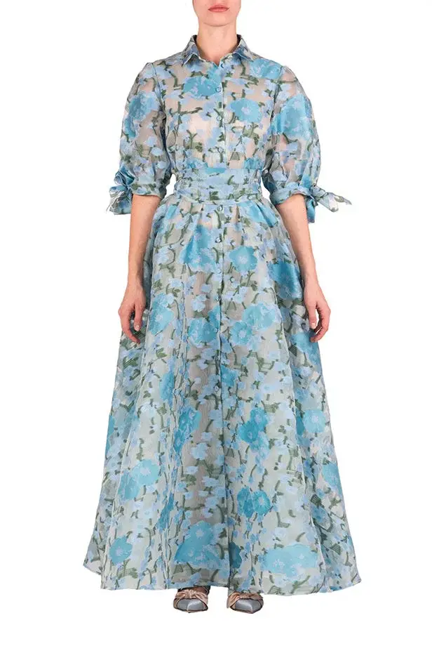 Luisa Beccaria Chemisier in organza con riempimento floreale