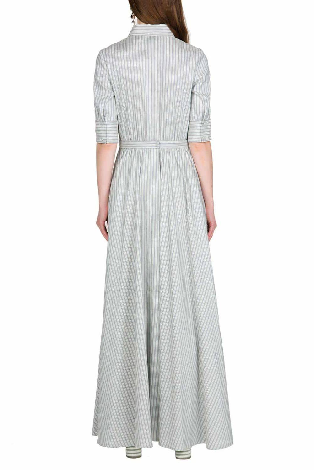 Luisa Beccaria Chemisier Manica Tre Quarti Blu A Righe