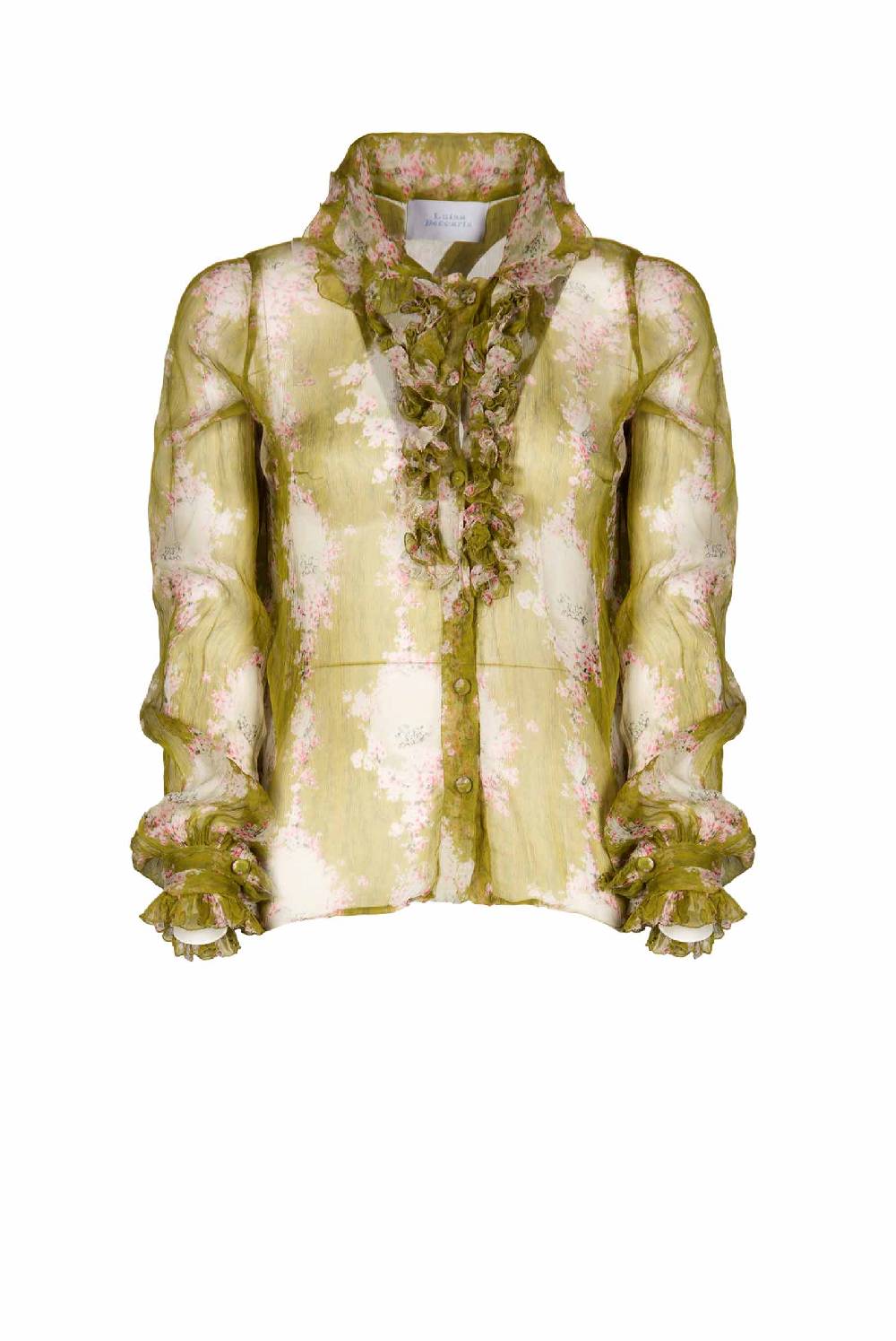 Luisa Beccaria Chiffon Crepon Stampato Cerchio Di Rose Camicia