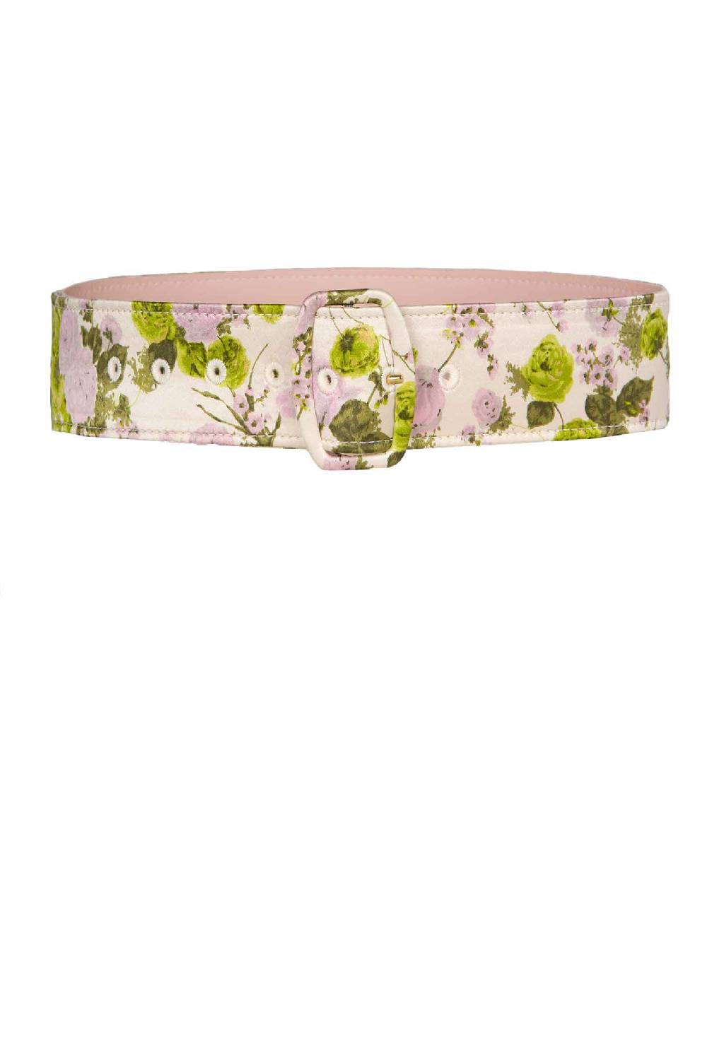 Luisa Beccaria Cintura in raso stampato con rose in fiore