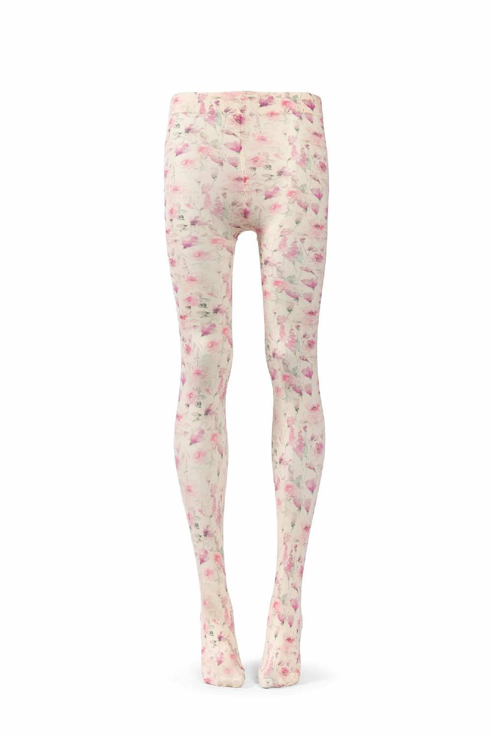 Luisa Beccaria Collant con stampa crema rosa selvatica