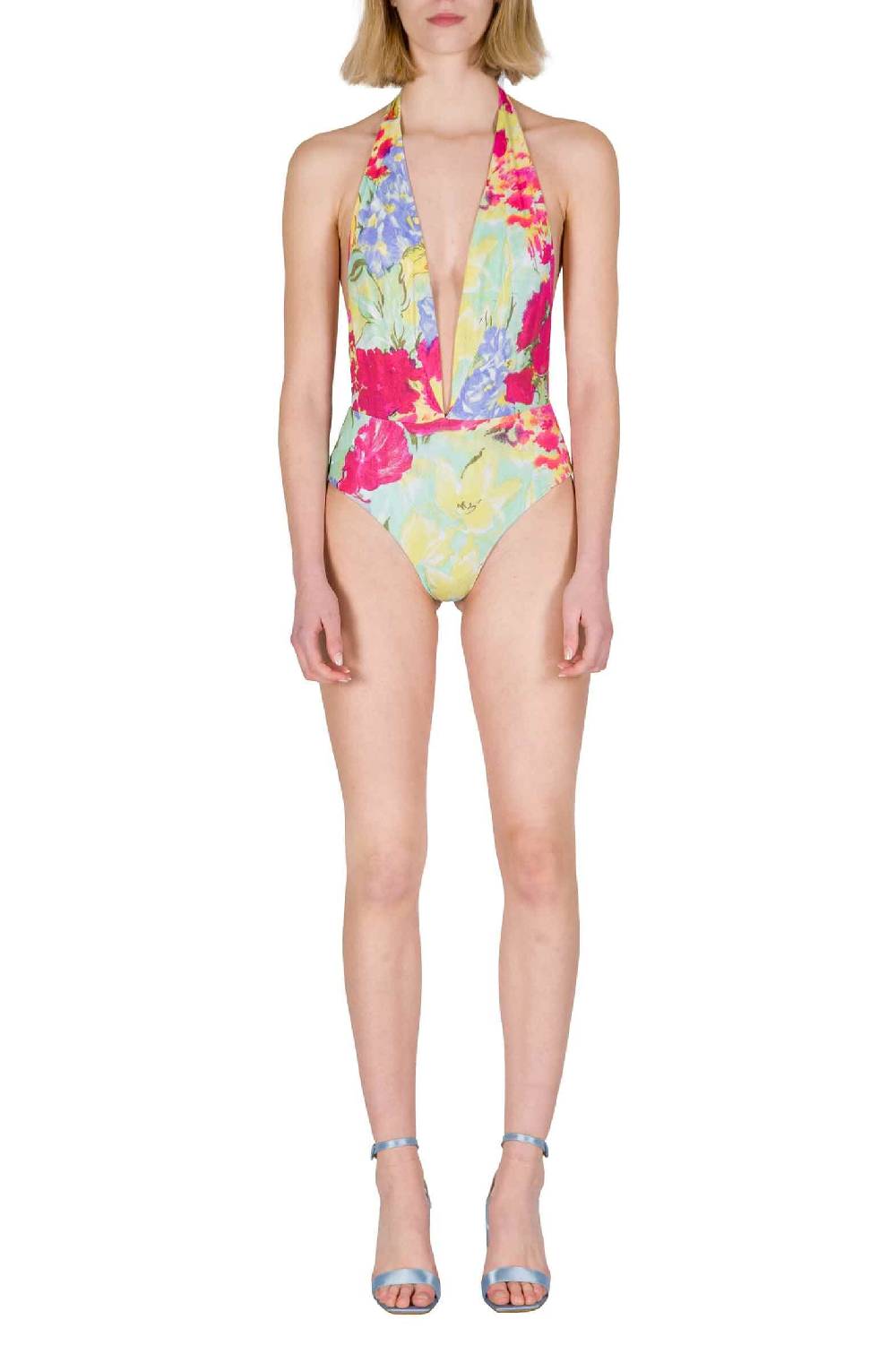Luisa Beccaria Costume Da Bagno Intero Con Scollo A V In Fiori Astratti