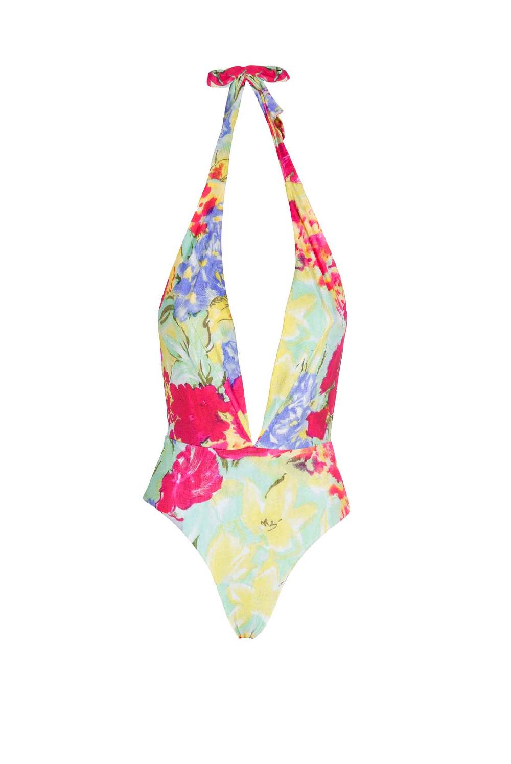 Luisa Beccaria Costume da bagno intero con scollo a V in fiori astratti