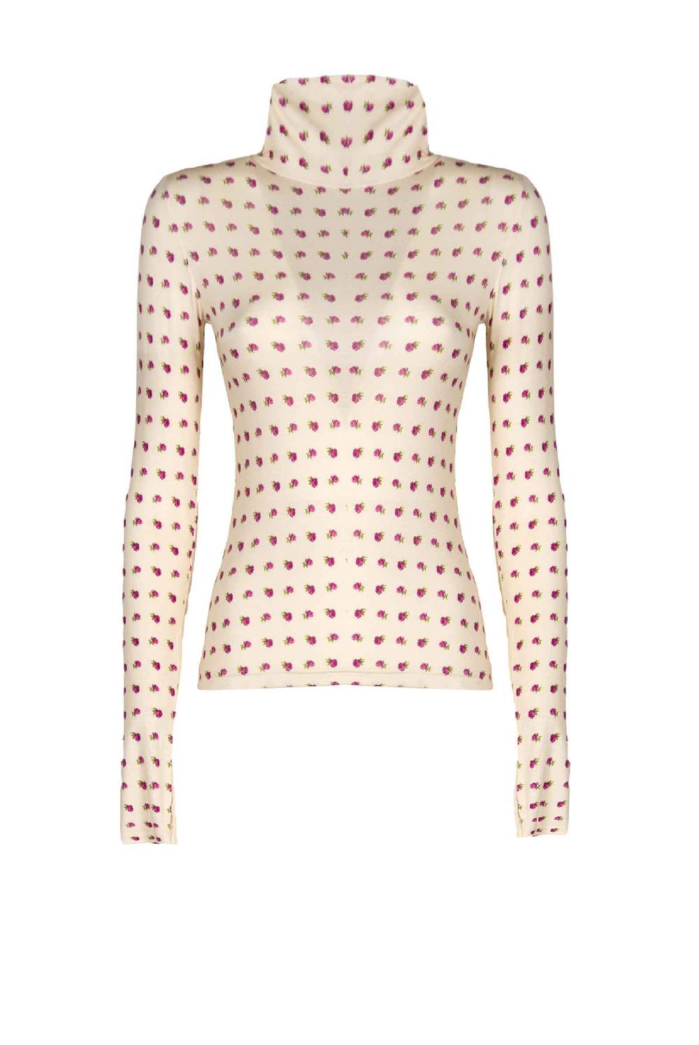 Luisa Beccaria Dolcevita beige con stampa boccioli vintage