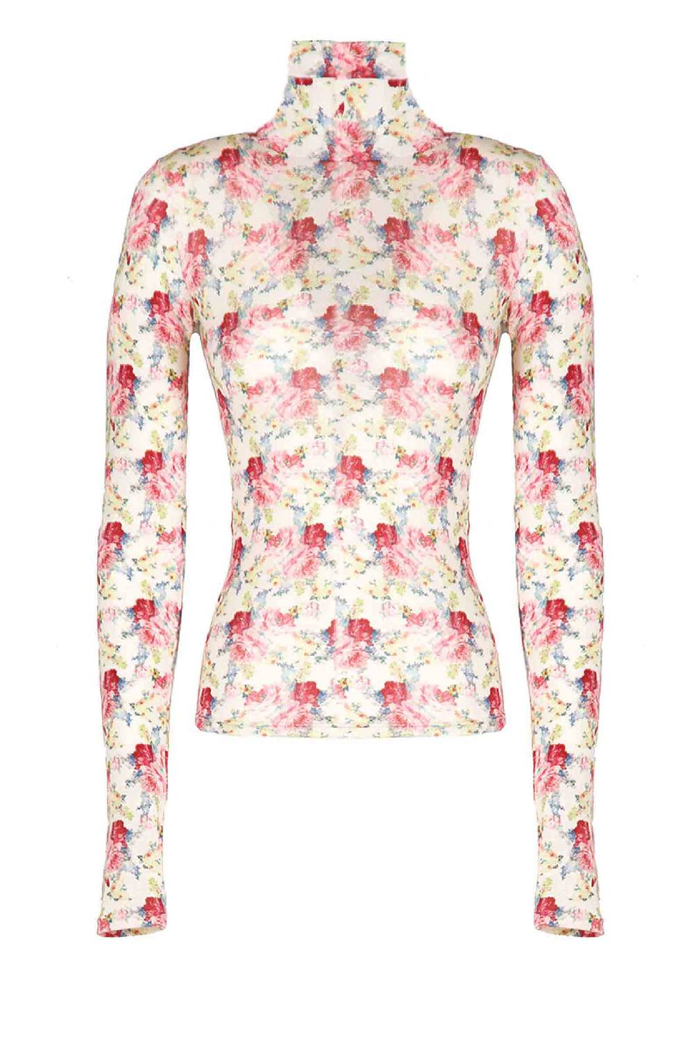 Luisa Beccaria Dolcevita in jersey di lana a fiori color panna