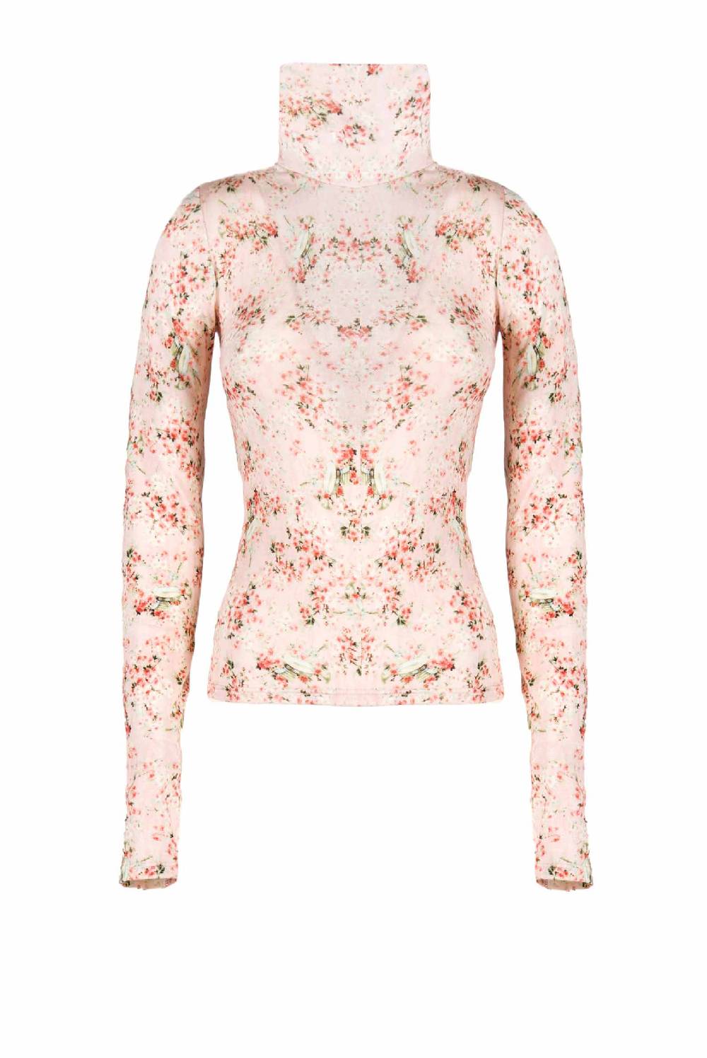 Luisa Beccaria Dolcevita in jersey rosa con stampa boccioli di rosa