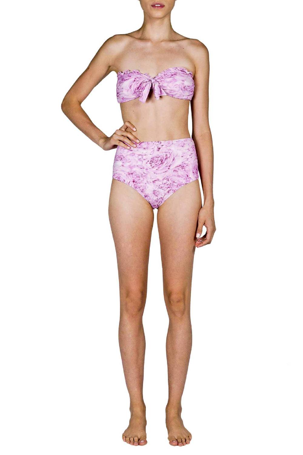 Luisa Beccaria Fascia E Vita Alta Slip Bikini Rose Rosa