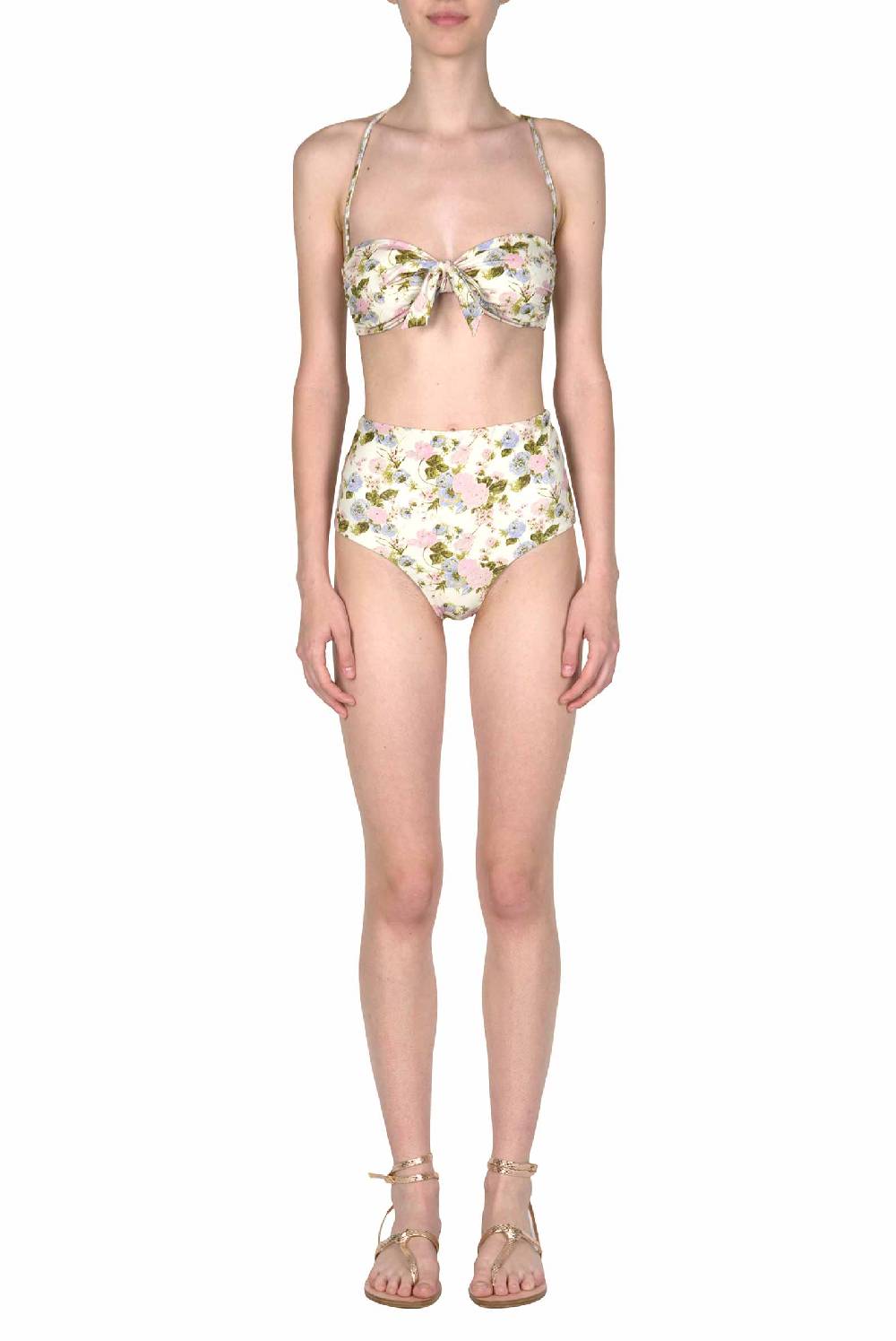 Luisa Beccaria Fascia E Vita Alta Sottoveste In Fiore Rose Double Face