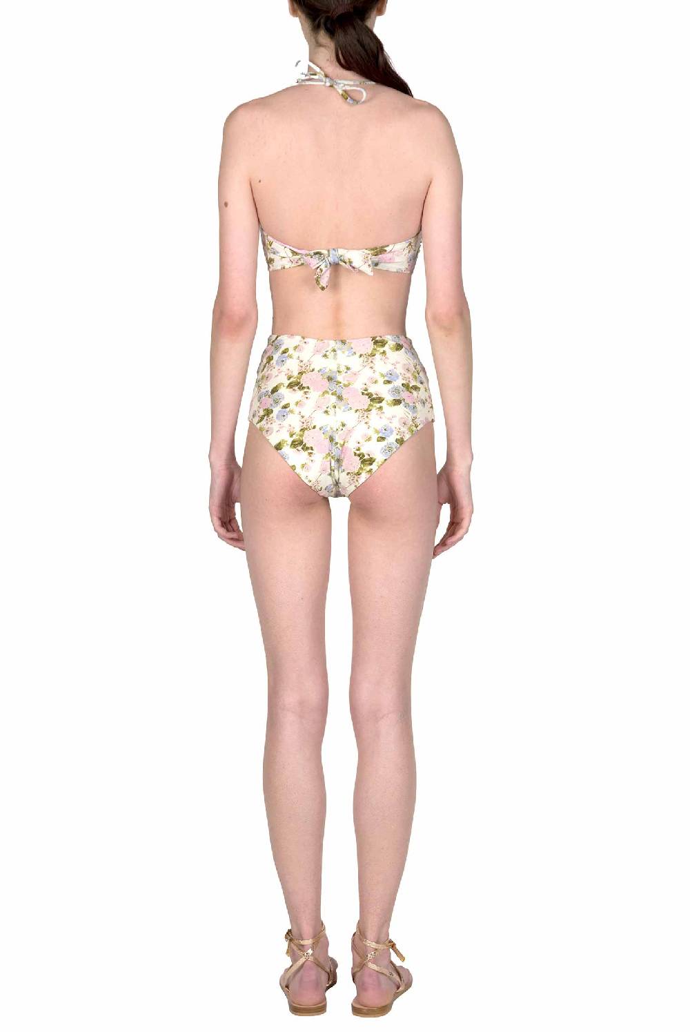 Luisa Beccaria Fascia E Vita Alta Sottoveste In Fiore Rose Double Face