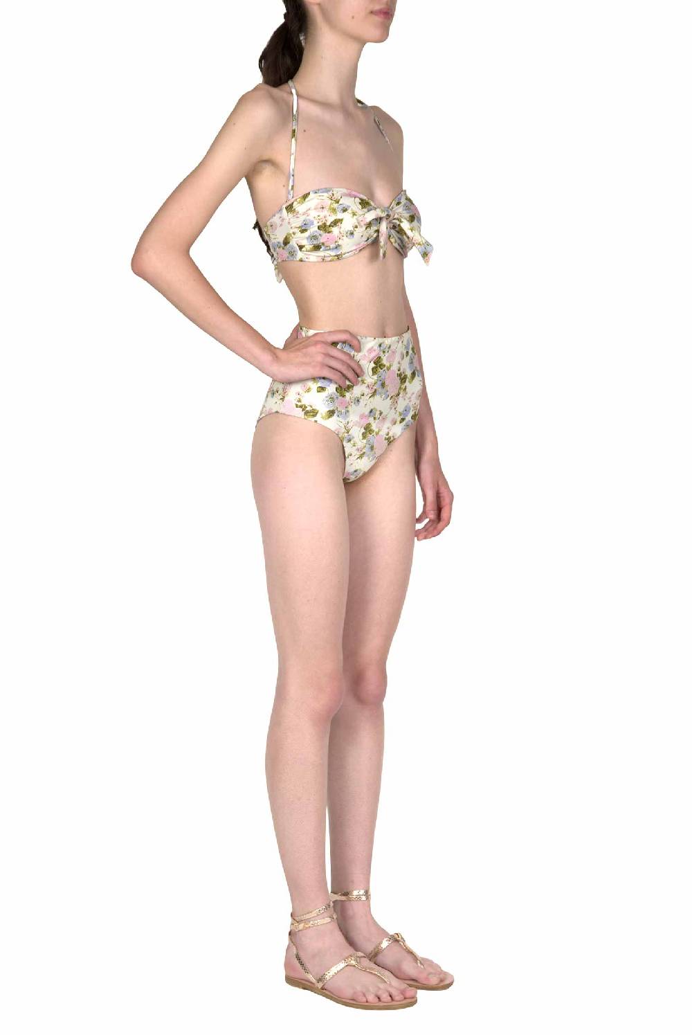 Luisa Beccaria Fascia E Vita Alta Sottoveste In Fiore Rose Double Face