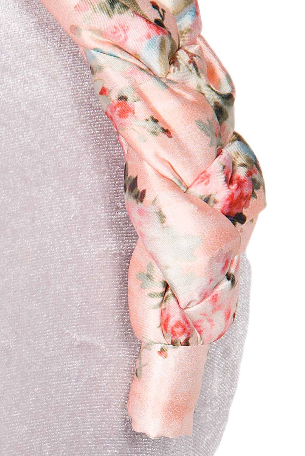 Luisa Beccaria Fascia Per Capelli Intrecciata Con Boccioli Di Rose In Raso Lucido Rosa