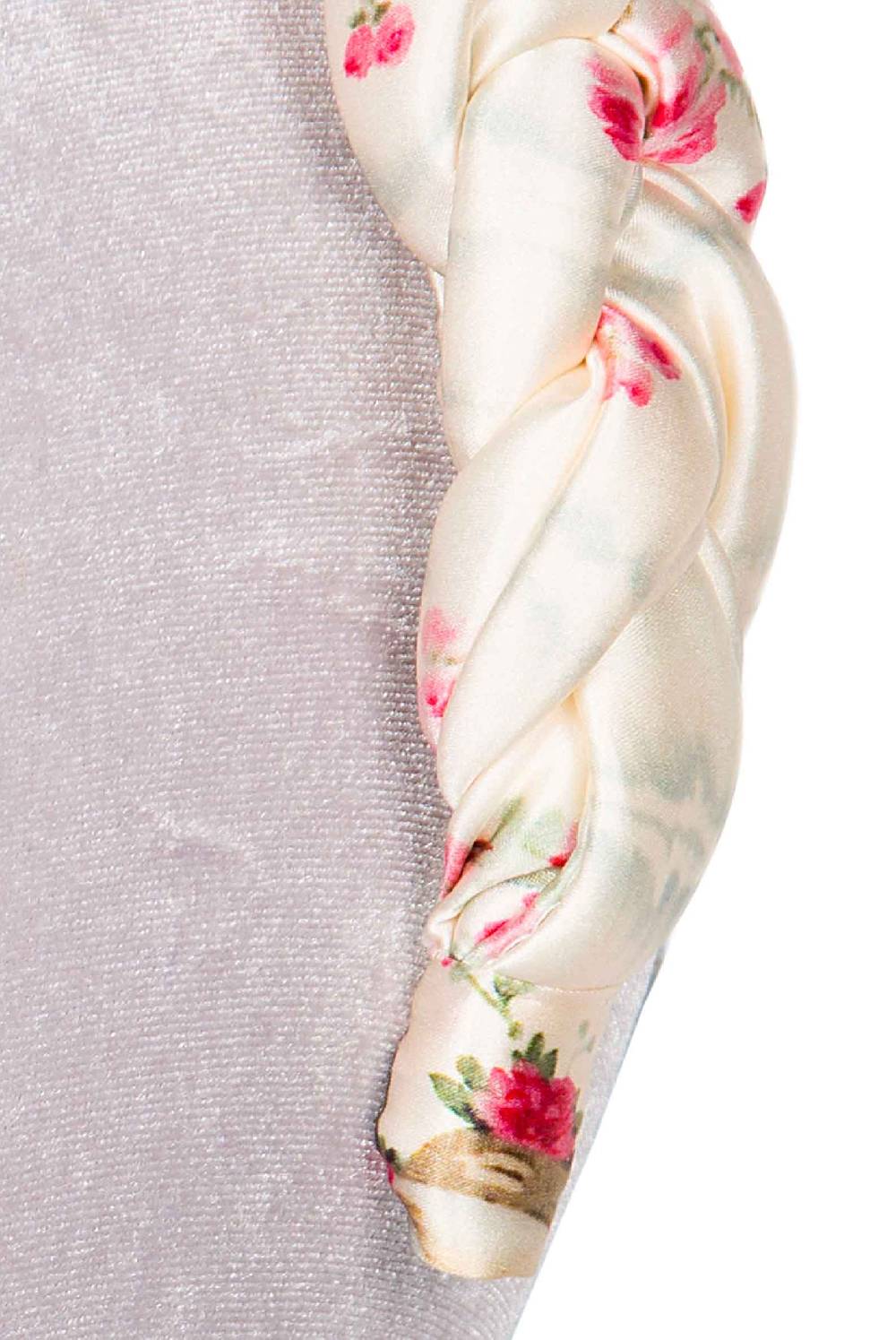 Luisa Beccaria Fascia Per Capelli Intrecciata Con Boccioli Di Rose In Raso Lucido Color Crema