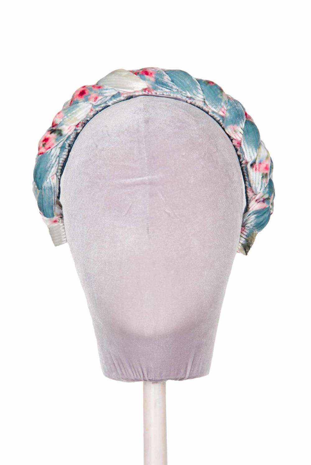 Luisa Beccaria Fascia Per Capelli Intrecciata Con Boccioli Di Rose Di Velluto Blu