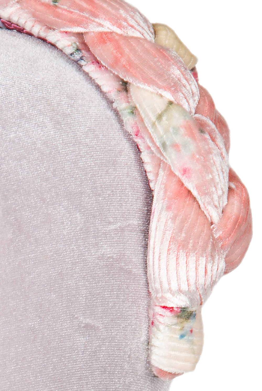 Luisa Beccaria Fascia Per Capelli Intrecciata Con Boccioli Di Rose Di Velluto Rosa