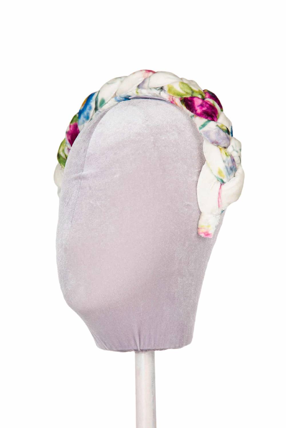 Luisa Beccaria Fascia Per Capelli Intrecciata In Velluto Macro Anemoni