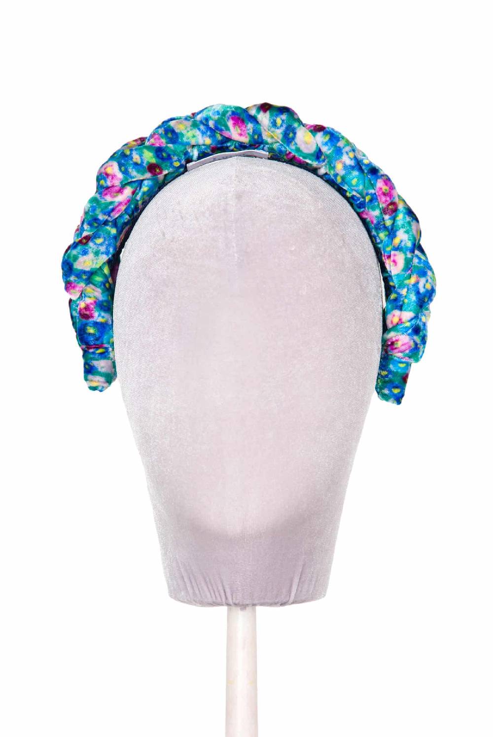 Luisa Beccaria Fascia Per Capelli Intrecciata In Velluto Micro Anemoni