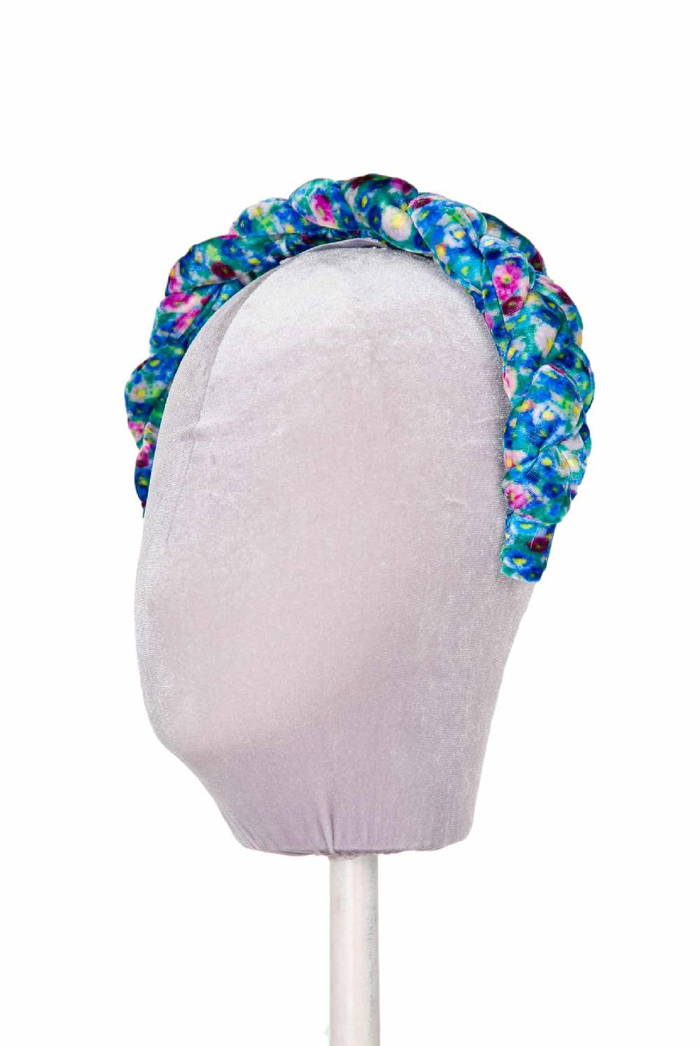 Luisa Beccaria Fascia Per Capelli Intrecciata In Velluto Micro Anemoni