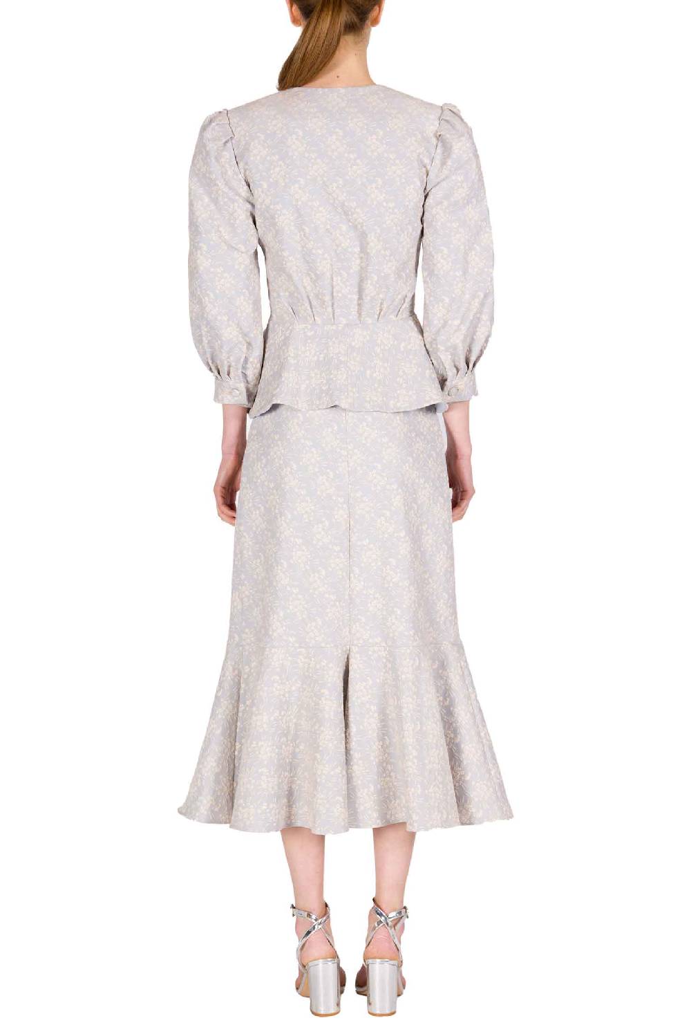 Luisa Beccaria Giacca A Balze In Jacquard Floreale Con Maniche A Sbuffo